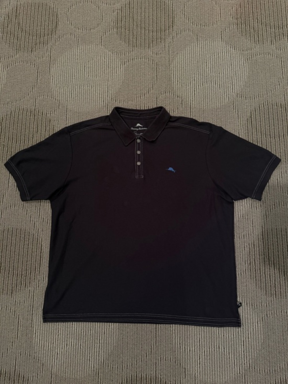 Tommy Bahama Black Polo Shirt with Blue Fish Embroidery
